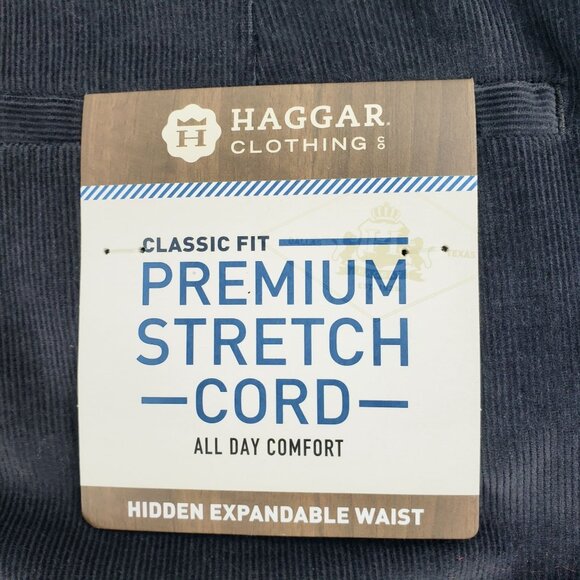 Haggar Corduroy Pants 42X32 Dusk Gray Classic Fit Stretch Expandable Waist NWT - Picture 4 of 12